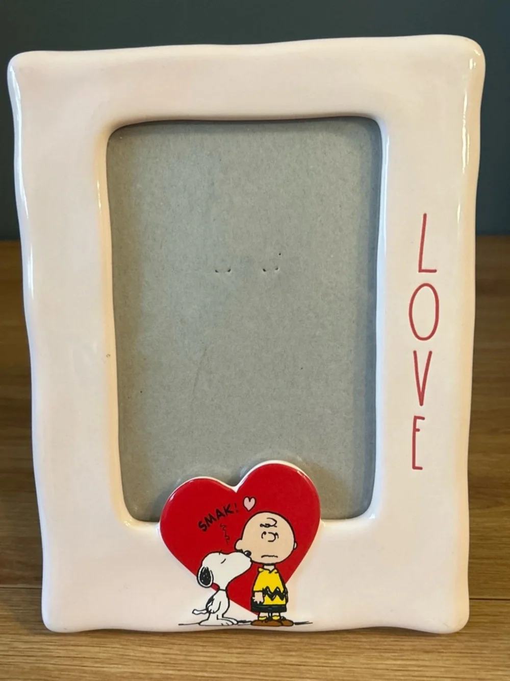 Rae Dunn x Peanuts Charlie Brown & Snoopy Ceramic Picture Frame 5”x7”